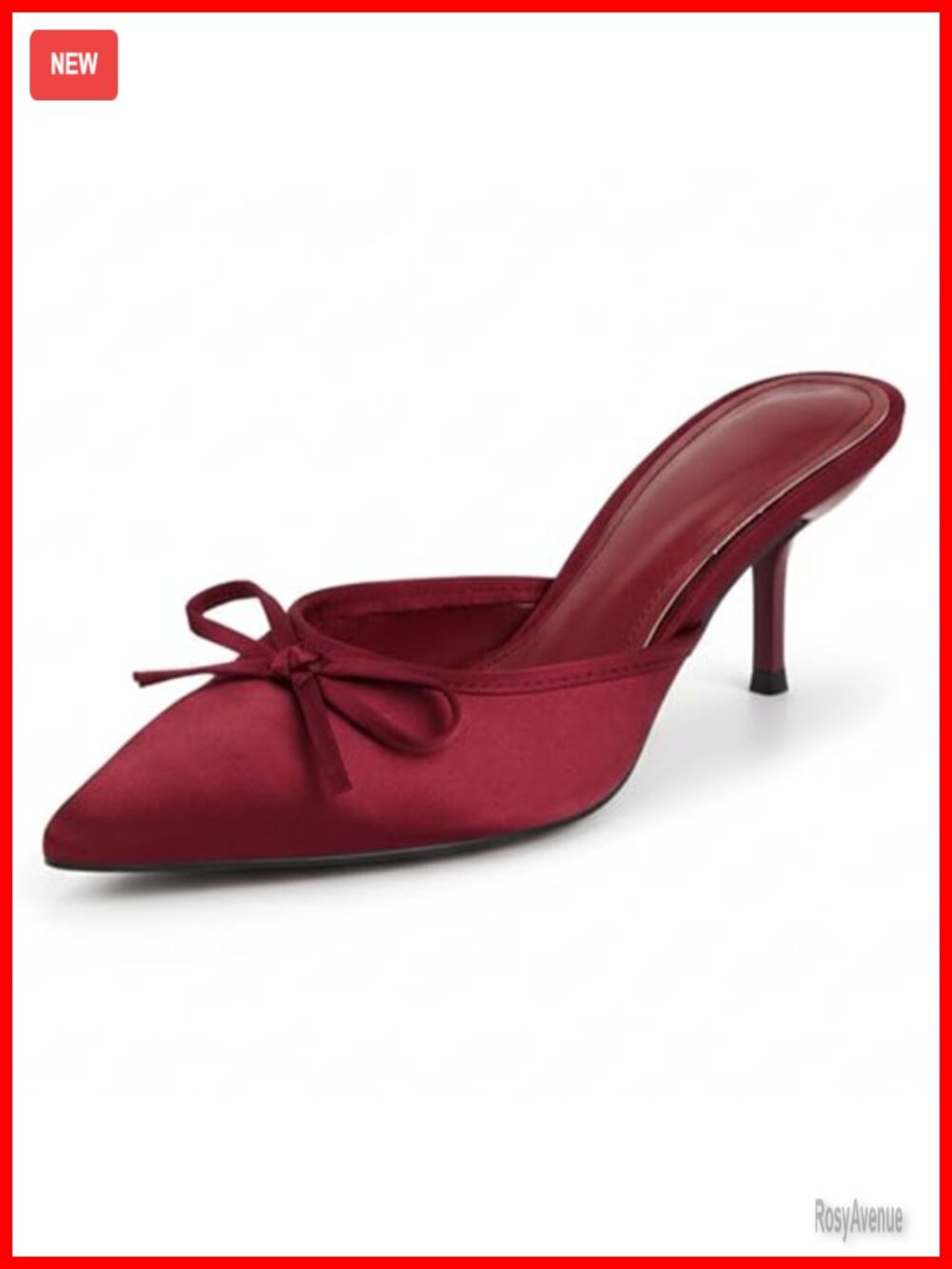 Satin Bow Pointed Toe Stiletto Heel Mule Women's Formal Party Shoes